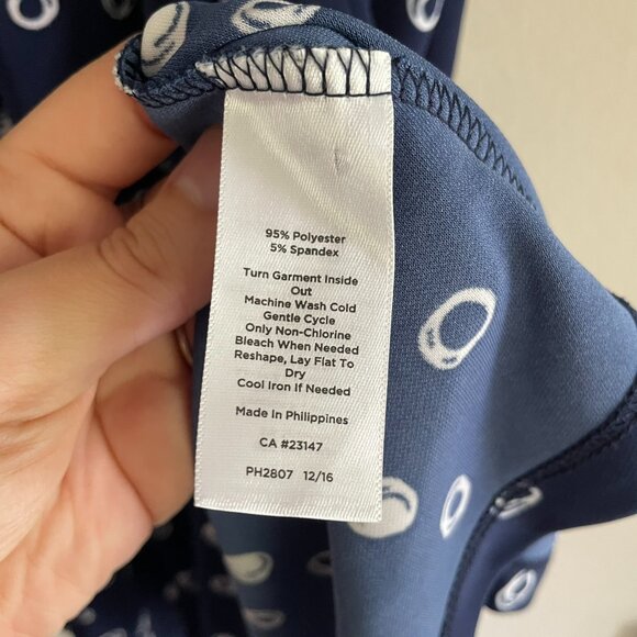 Talbots Women's Navy White Polka Dot Tie Sleeve Dress Ruffle Dress Size Small - Picture 10 of 11